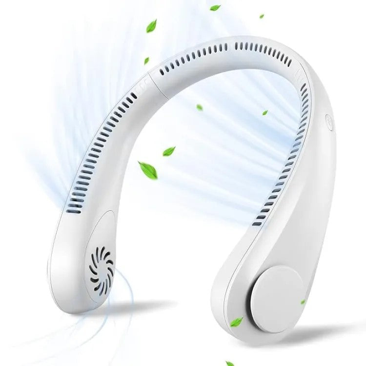USB Rechargeable Neck Fan – 360° Rotating Portable Cooling Fan