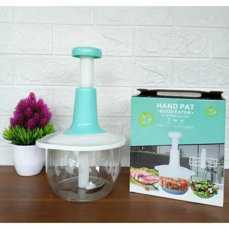 Manual Food Chopper Push ABS Plastic Transparent Bowl – Hand Press Vegetable, Fruit & Garlic Chopper