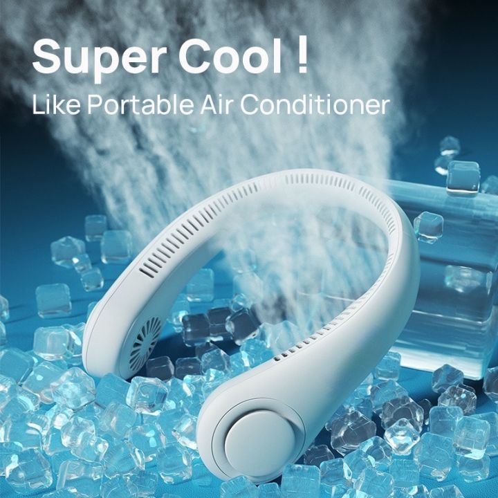 USB Rechargeable Neck Fan – 360° Rotating Portable Cooling Fan