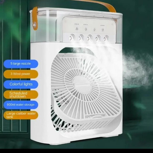 Portable Air Cooler Fan – 3-In-1 Mini AC Desktop Humidifier with 7-Color LED