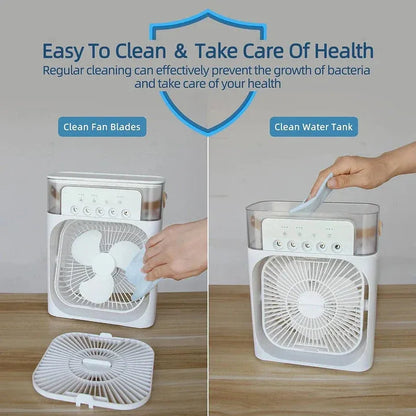 Portable Air Cooler Fan – 3-In-1 Mini AC Desktop Humidifier with 7-Color LED