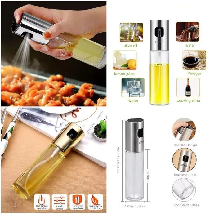 Oil Spray Bottle – Stainless Steel Food Grade Refillable Oil Mister for Cooking, BBQ, Air Fryer & Salad