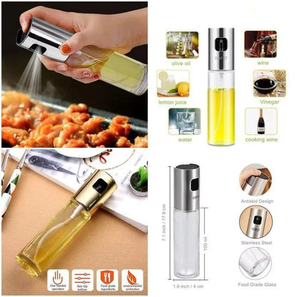 Oil Spray Bottle – Stainless Steel Food Grade Refillable Oil Mister for Cooking, BBQ, Air Fryer & Salad