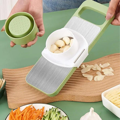 Green Vegetable Slicer with Durable ABS Plastic Base – Manual Kitchen Cutter for Fruits & Vegetables