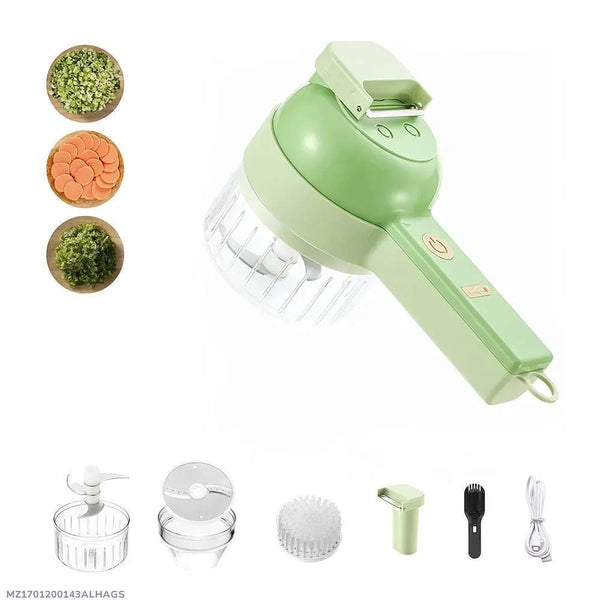 Electric Food Chopper Green ABS Kitchen Tool – Portable USB Rechargeable Vegetable & Meat Chopper