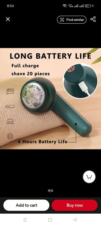 Portable Rechargeable Lint Remover | Electric Fabric Shaver | 1200mAh Battery | Clothes, Sofa & Blanket Fuzz Remover