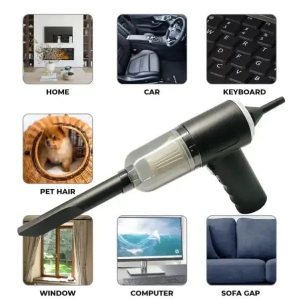 Portable 3-in-1 Car Vacuum Cleaner | USB Rechargeable | High Power Suction | Mini Handheld Vacuum for Car, Home & Office