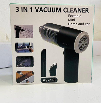 Portable 3-in-1 Car Vacuum Cleaner | USB Rechargeable | High Power Suction | Mini Handheld Vacuum for Car, Home & Office