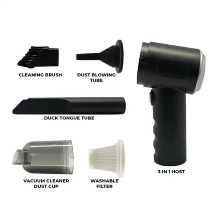 Portable 3-in-1 Car Vacuum Cleaner | USB Rechargeable | High Power Suction | Mini Handheld Vacuum for Car, Home & Office