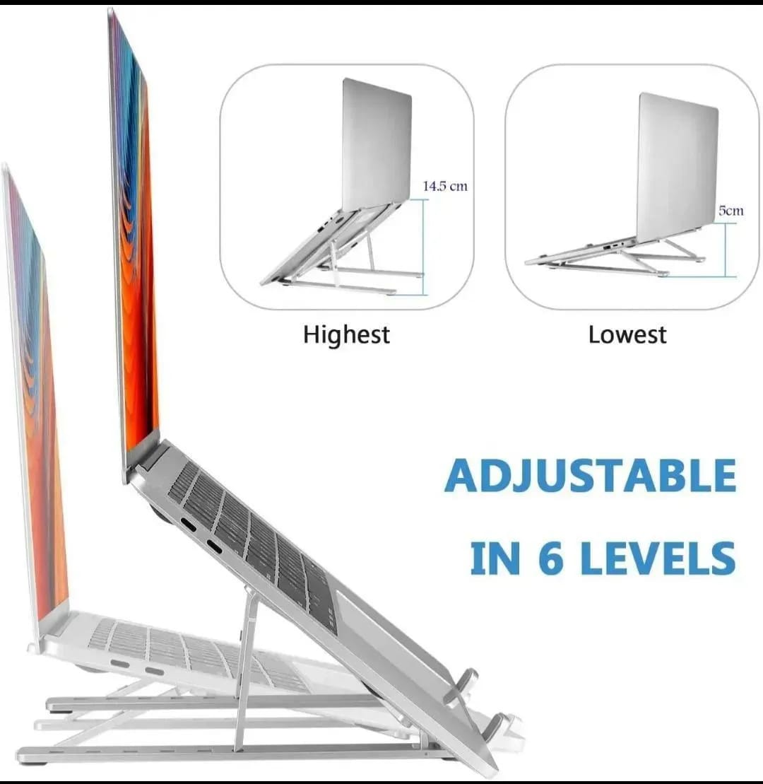 Adjustable Aluminum Laptop Stand | Foldable Portable Laptop Holder | Ergonomic Cooling Stand for MacBook & Laptops