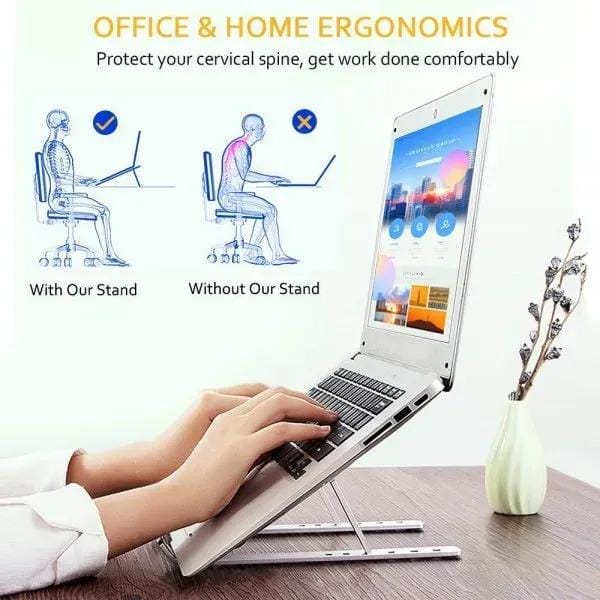 Adjustable Aluminum Laptop Stand | Foldable Portable Laptop Holder | Ergonomic Cooling Stand for MacBook & Laptops