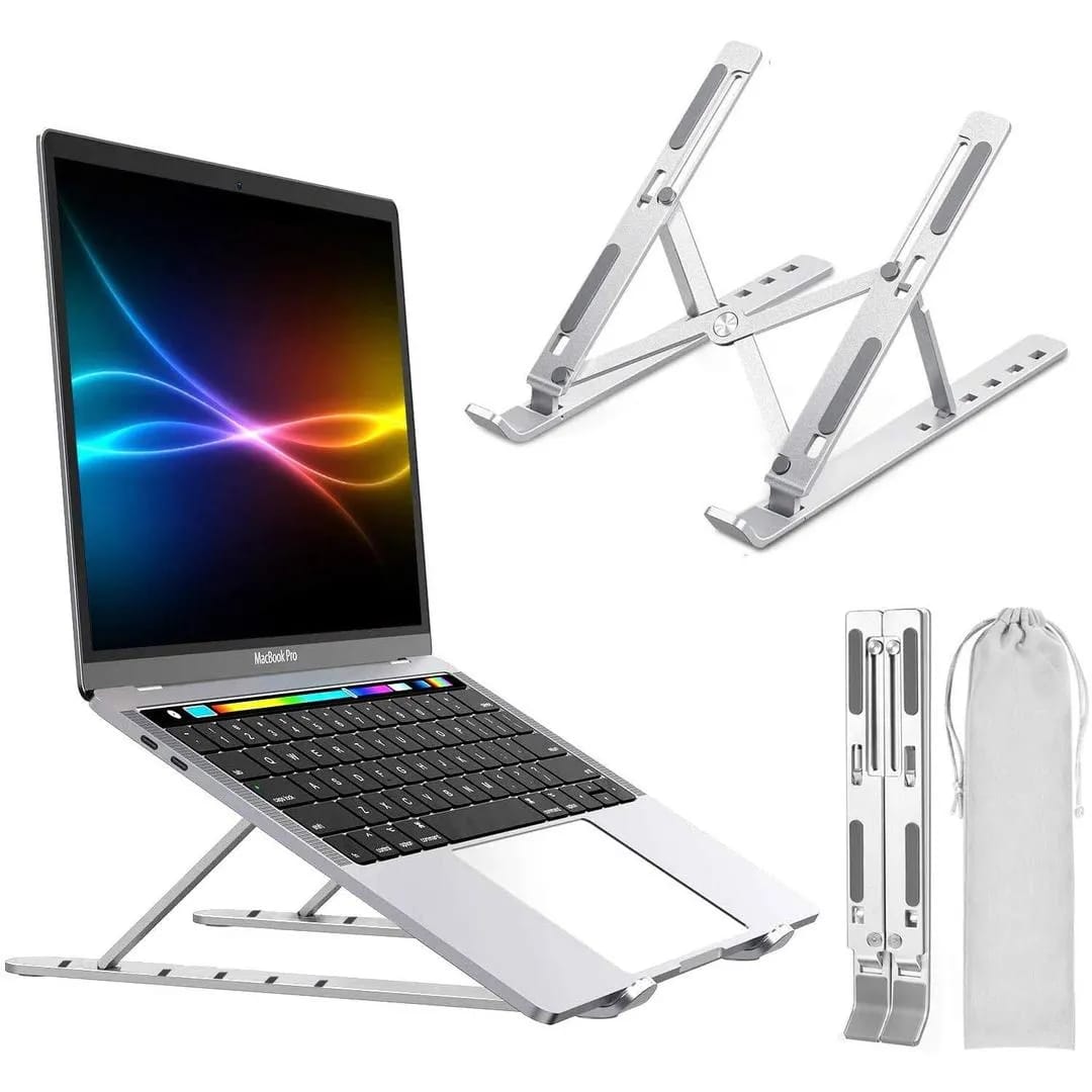 Adjustable Aluminum Laptop Stand | Foldable Portable Laptop Holder | Ergonomic Cooling Stand for MacBook & Laptops