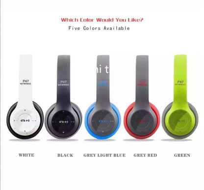 Wireless Bluetooth Headphones | Stereo Bass | TF Card, FM & AUX | Rechargeable