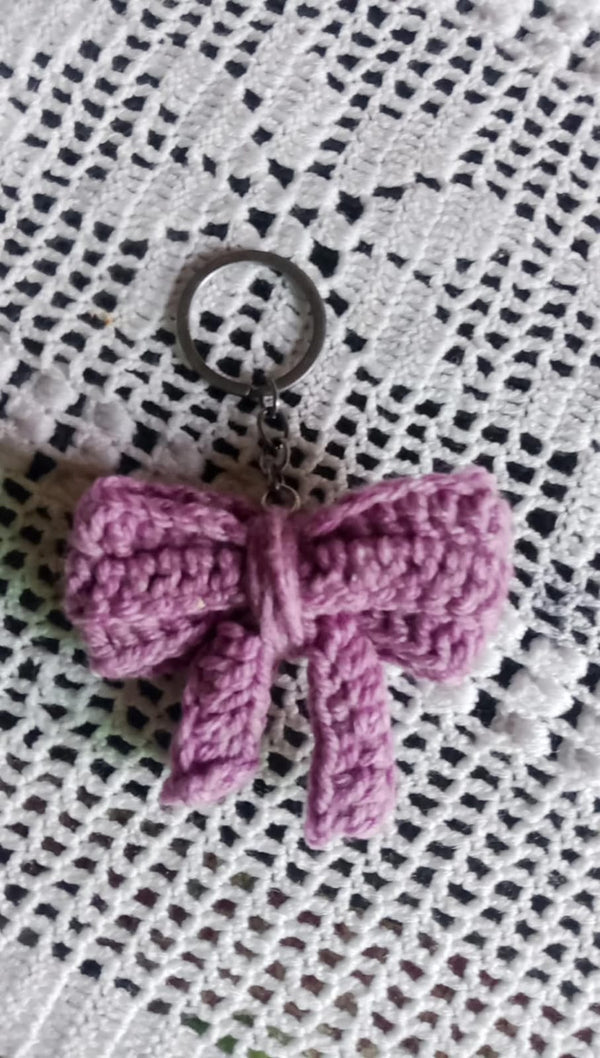 Handmade Crochet Bow Keychain