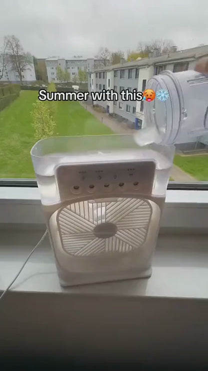 Portable Air Cooler Fan – 3-In-1 Mini AC Desktop Humidifier with 7-Color LED